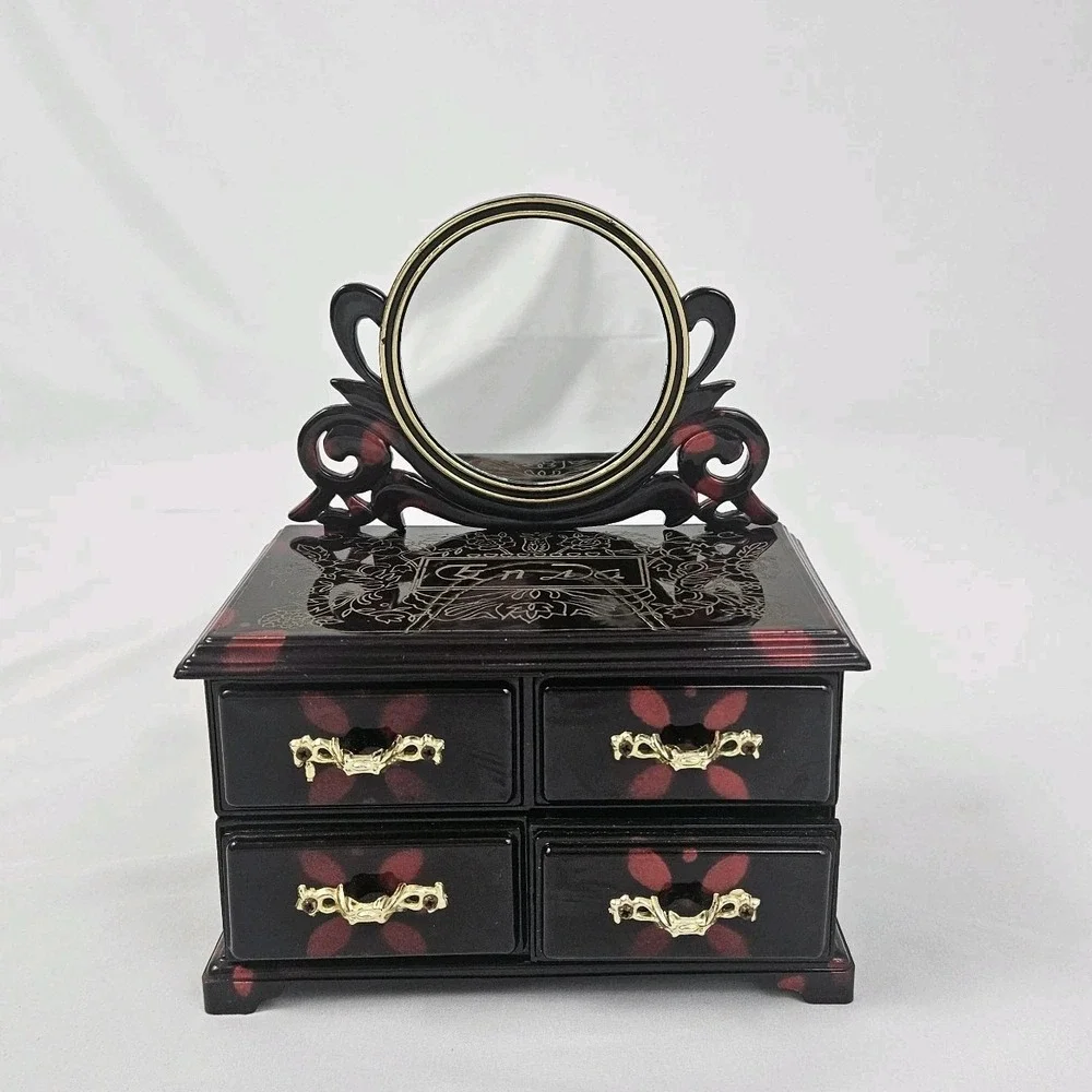 Vintage Musical Ballerina Jewelry Box Dresser Chest of Drawers With Mirror MCM
